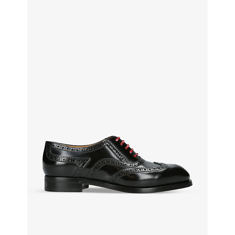 GUCCI GUCCI MEN'S BLACK ZOWIE LACE-UP LEATHER BROGUES,62637955