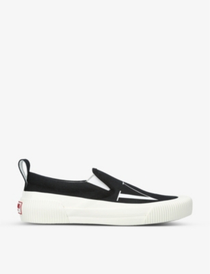 Valentino Vltn Slip-on Sneakers In Blk/white