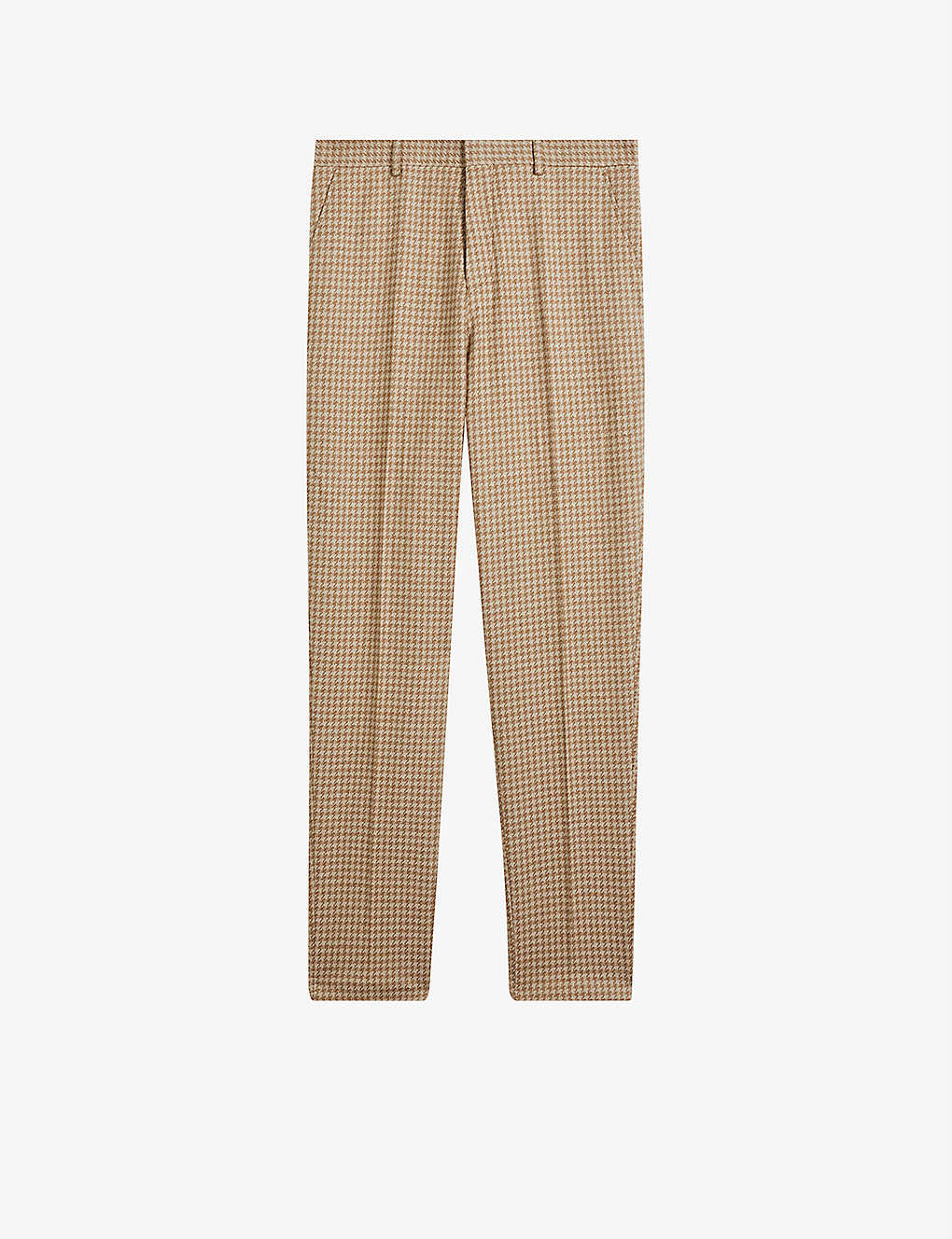 Ted Baker Mens Camel Pinsley Slim-fit Houndstooth Woven Trousers