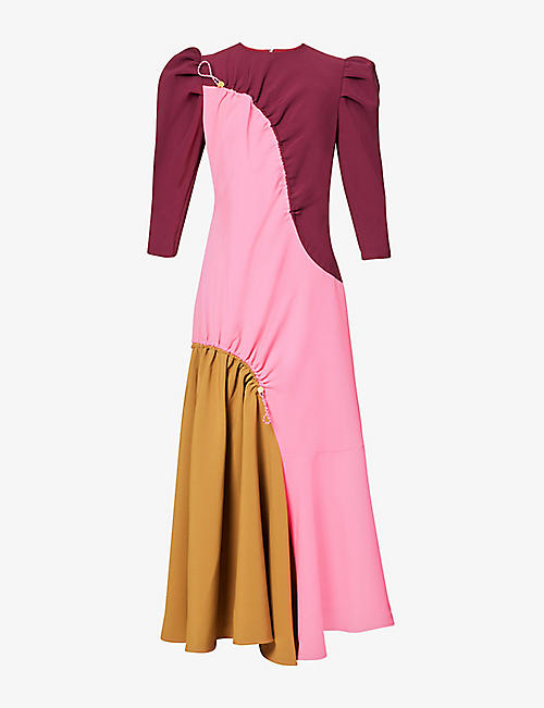BROGGER: Maisie contrasting-panels stretch-woven midi dress