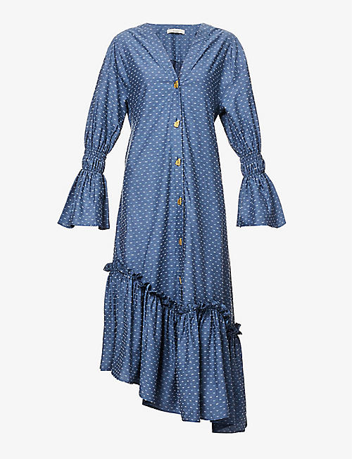 BROGGER: Thyra patterned cotton midi dress