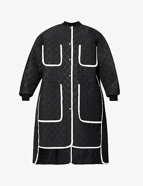 BROGGER: Poppy quilted contrast-trim shell coat