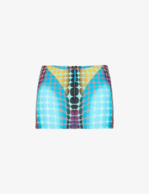 Jean Paul Gaultier Blue Dots Miniskirt In Blue Purple Yellow