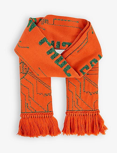 JEAN PAUL GAULTIER: Cyber metallic wool-blend scarf
