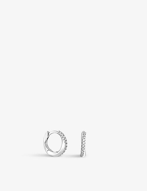ASTRID & MIYU: Orbit rhodium-plated recycled sterling-silver huggie hoop earrings