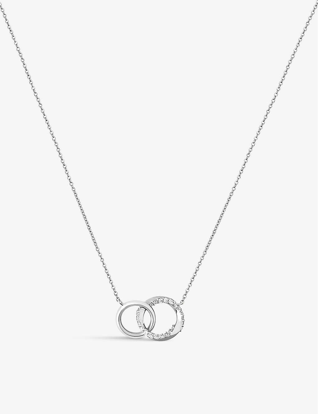 Astrid & Miyu Orbit Crystal Rhodium-plated Recycled Sterling Silver And Cubic Zirconia Necklace