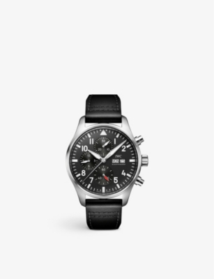 Iwc Schaffhausen Mens  Iw378001 Pilot's Chronograph Stainless-steel And Leather Automatic Watch In Black