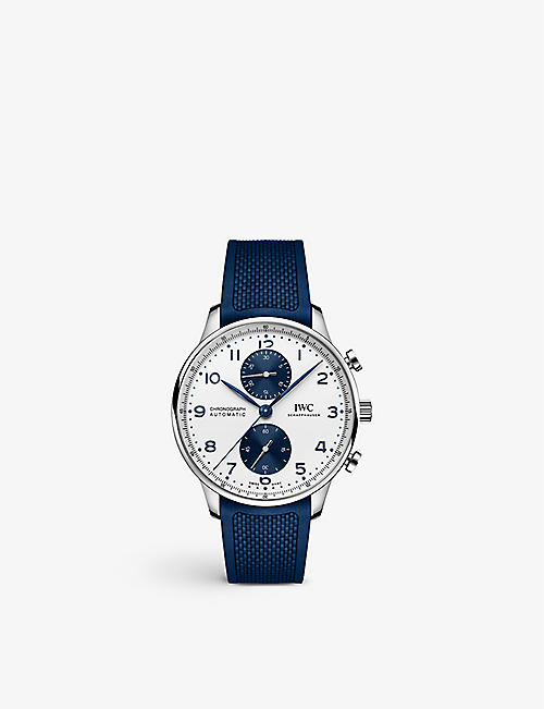 IWC SCHAFFHAUSEN: IW371620 Portugieser stainless-steel and rubber automatic watch