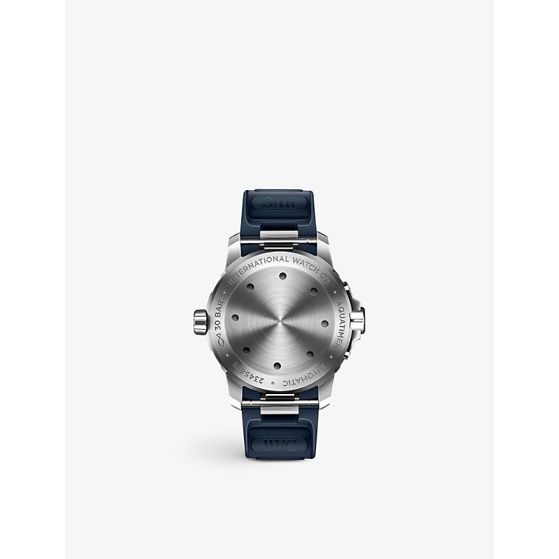 Shop Iwc Schaffhausen Men's Blue Iw328801 Aquatimer Stainless-steel And Rubber Automatic Watch
