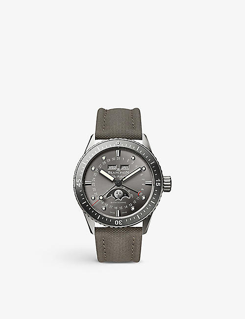 BLANCPAIN: 5054 1210 G52A Fifty Fathoms titanium and canvas automatic watch