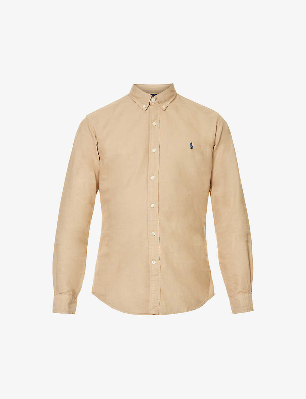 Polo Ralph Lauren Mens Surrey Tan Logo-embroidered Slim-fit Cotton Shirt In Brown