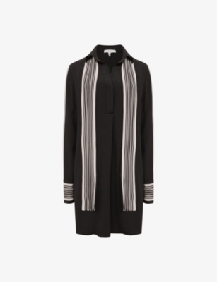 Reiss Womens Black Ellie Side-stripe Relaxed-fit Woven Mini Dress