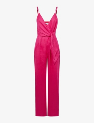 Reiss Womens Pink Emila Chainembellished Linen Jumpsuit ModeSens