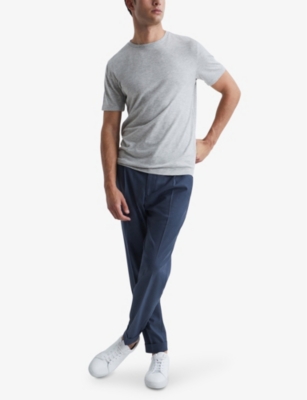 Reiss Mens Grey Marl Bless Crewneck Cotton-jersey T-shirt In Grey