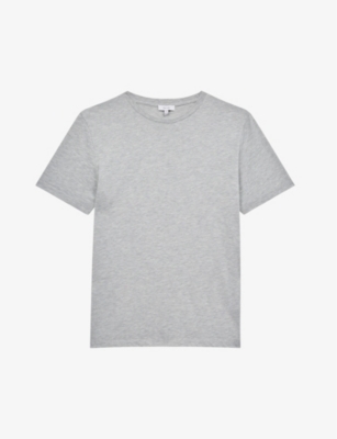 Reiss Mens Grey Marl Bless Crewneck Cotton-jersey T-shirt In Gray Marl