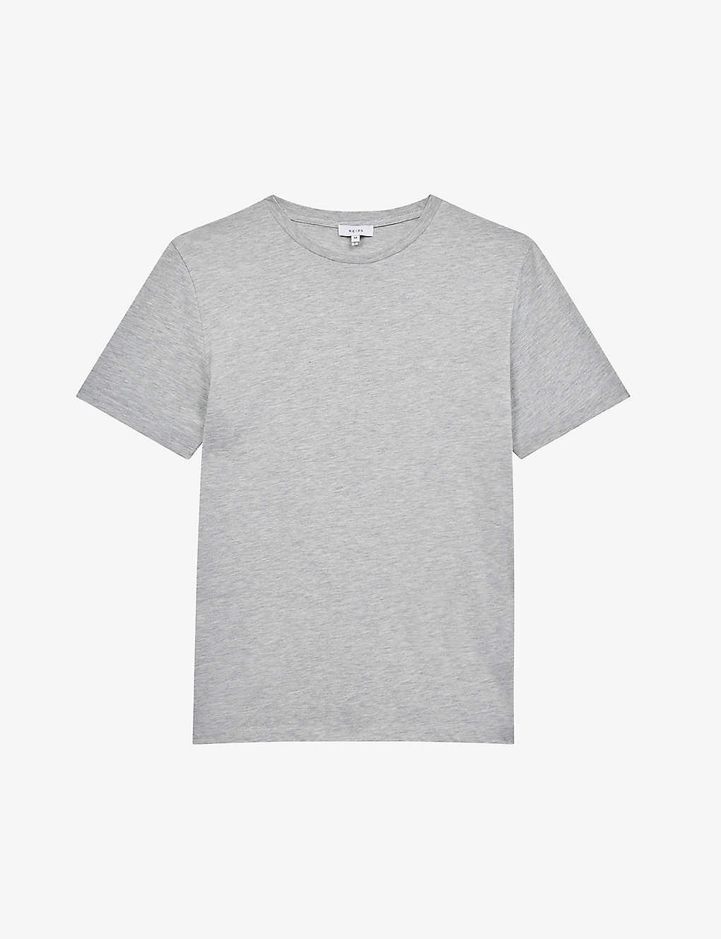 Reiss Mens Grey Marl Bless Crewneck Cotton-jersey T-shirt