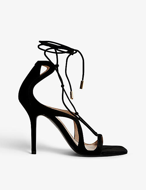 REISS: Kate swirl-strap heeled leather sandals