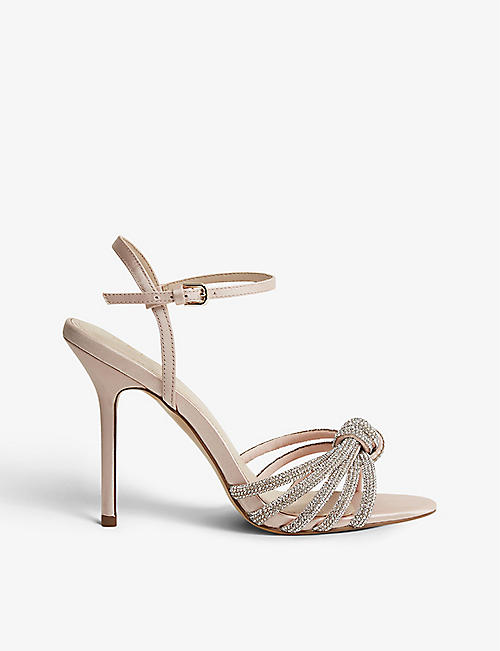 REISS: Estel crystal-embellished heeled leather sandals