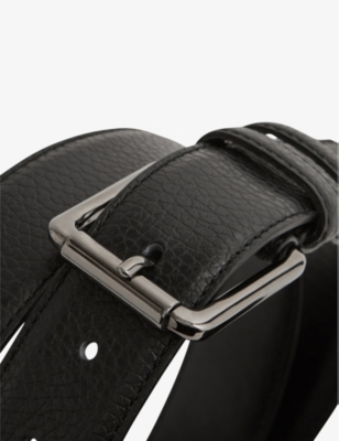 Shop Reiss Men's Black Lucas Grained Leather Belt