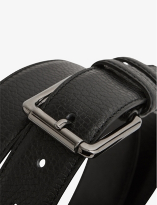 Shop Reiss Mens  Lucas Grained Leather Belt In Black