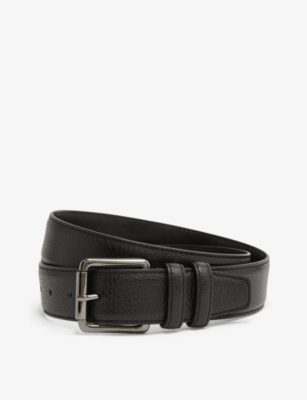 Shop Reiss Men's Black Lucas Grained Leather Belt