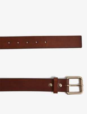 Shop Reiss Men's Tan Grayson Square-buckle Leather Belt