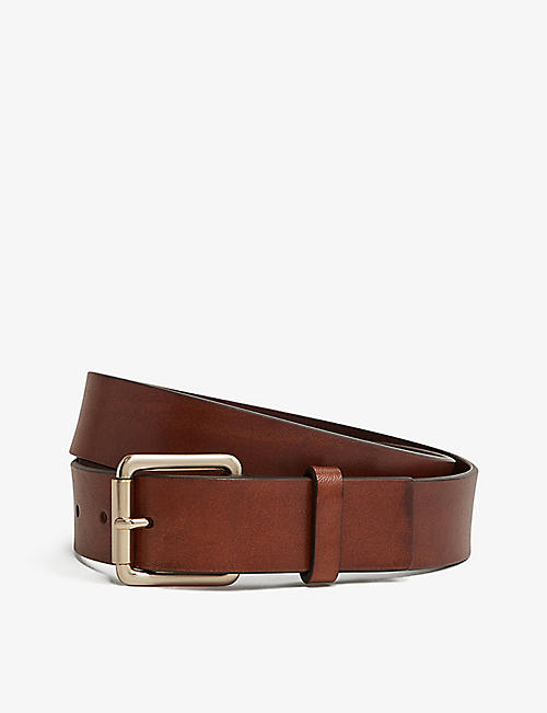 REISS: Grayson square-buckle leather belt