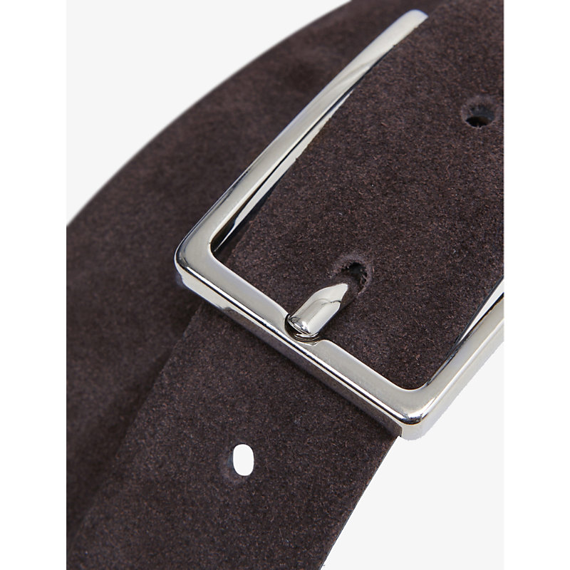 Shop Reiss Men's Chocolate Dante Adjustable-buckle Suede-leather Belt