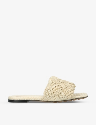 Bottega Veneta Logo Logo Flat Bottom Flip-flops In Cream