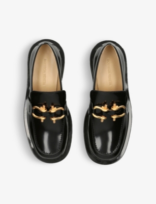 Shop Bottega Veneta Women's Black Monsieur Horsebit-embellished Leather Loafers