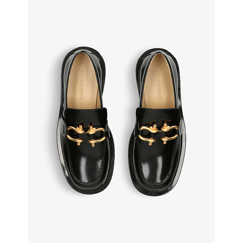 Shop Bottega Veneta Womens Black Monsieur Horsebit-embellished Leather Loafers