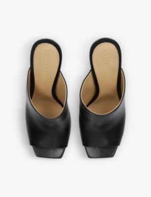 Shop Bottega Veneta Women's Black Canalazzo Open-toe Leather Heeled Mules
