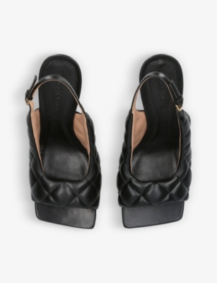 Shop Bottega Veneta Women's Black Padded Slingback Leather Courts
