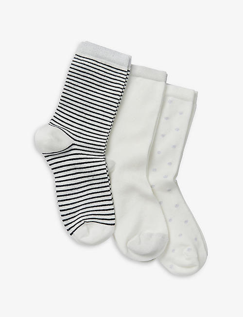 THE WHITE COMPANY: Patterned stretch-woven socks pack of three