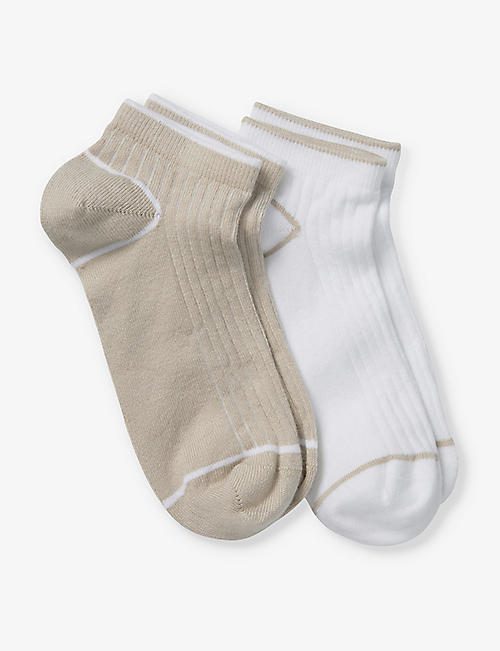 THE WHITE COMPANY: Tipped stretch-woven trainer socks pack of two