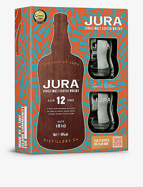 威士忌以及BOURBON：Jura 12 年单麦芽苏格兰威士忌酒杯礼品套装