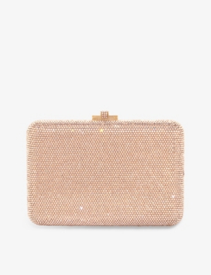 Judith Leiber Slim Slide Crystal Evening Clutch Bag In Champagne