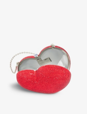 Shop Judith Leiber Couture Women's Red L'amour Petite Coeur Crystal-embellished Clutch Bag