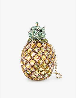 JUDITH LEIBER: Pineapple Hawaiian crystal-encrusted brass clutch bag