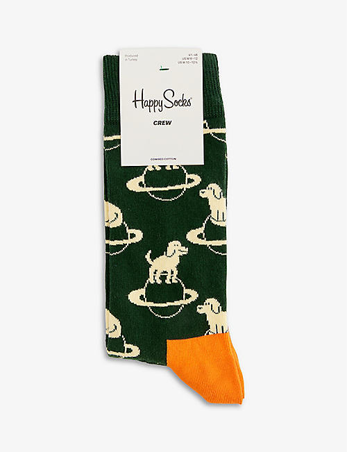 HAPPY SOCKS: Space dog stretch-cotton blend socks