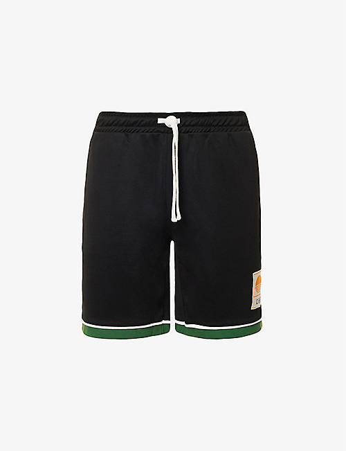CHE: Warm Up branded-appliqué organic-cotton and recycled-polyester blend shorts