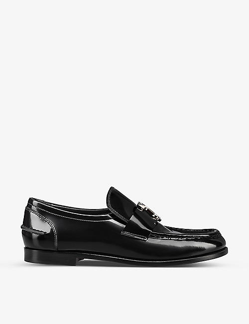 CHRISTIAN LOUBOUTIN: Moc Flat Abrasivato patent-leather loafers