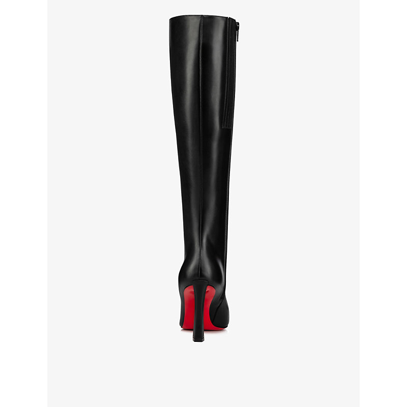 Shop Christian Louboutin Women's Black Condora Botta 85 Leather Knee-high Boots