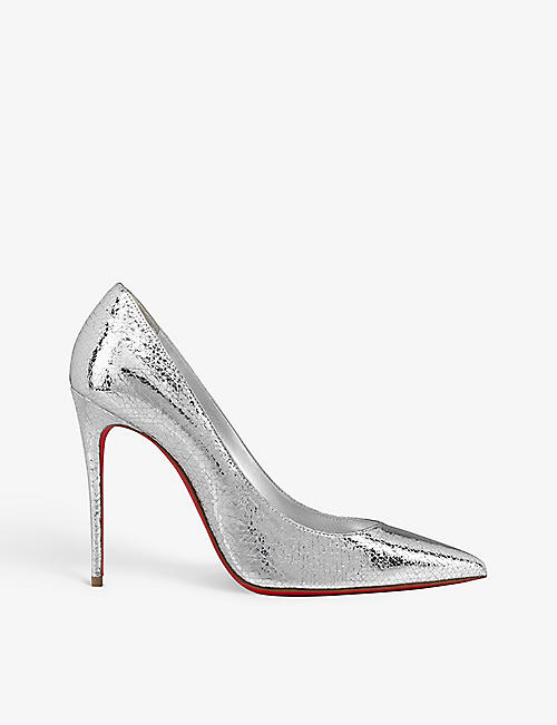 CHRISTIAN LOUBOUTIN: Kate 100 crackled leather courts
