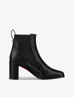 Christian Louboutin Out Line Spikes 70 Leather Chelsea Boots In Black