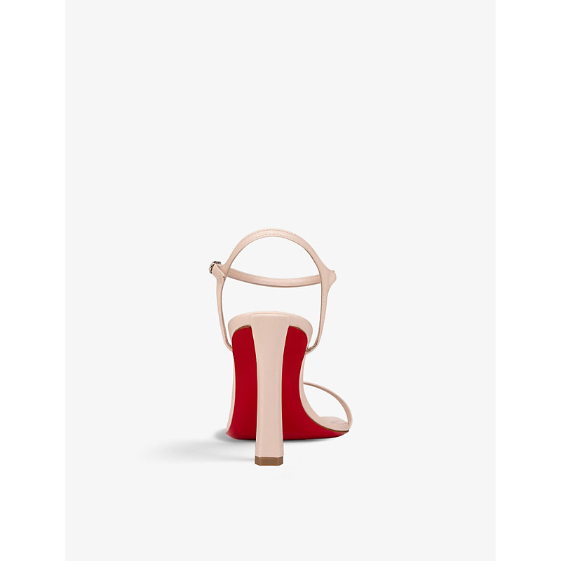 Shop Christian Louboutin Condora 85 Leather Heeled Sandals In Leche/lin Leche