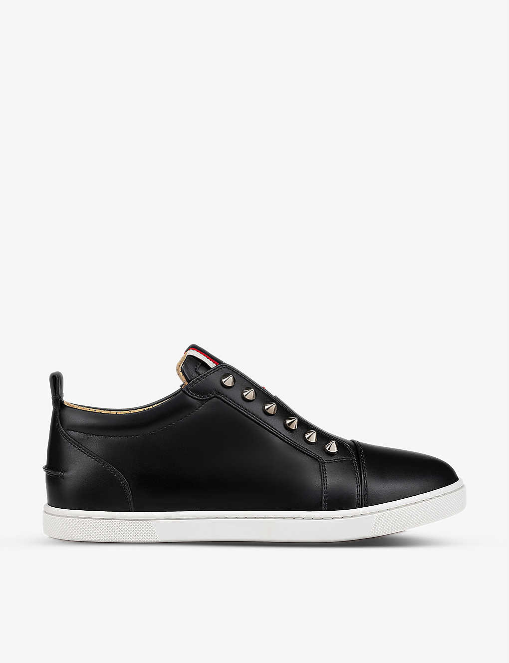 Shop Christian Louboutin Womens Black F.a.v Fique A Vontade Studded Leather Low-top Trainers