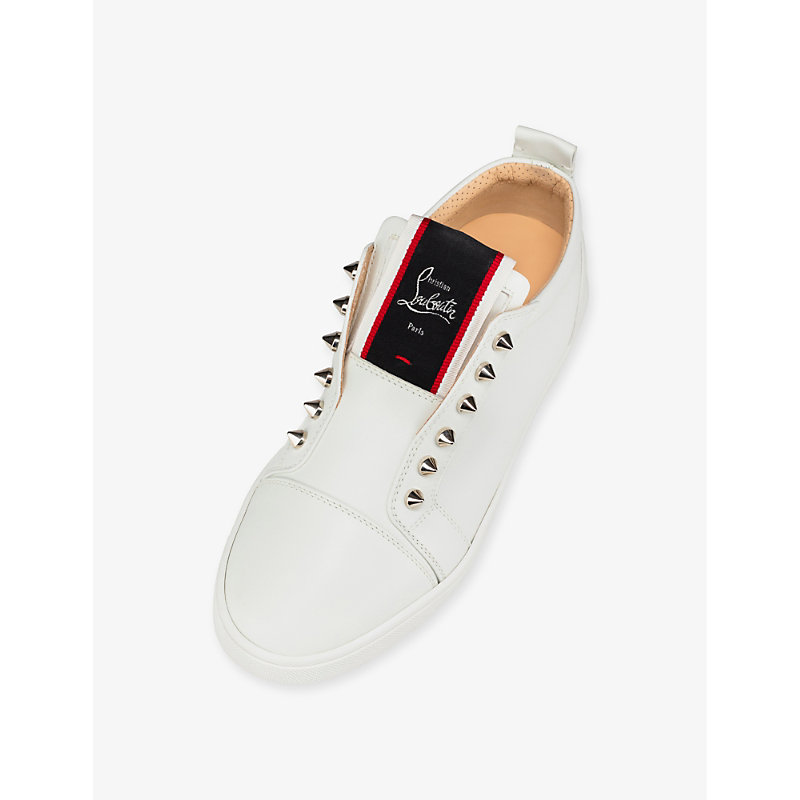 Shop Christian Louboutin Women's White F.a.v Fique A Vontade Leather Low-top Trainers