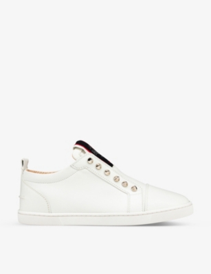 Shop Christian Louboutin Women's White F.a.v Fique A Vontade Leather Low-top Trainers