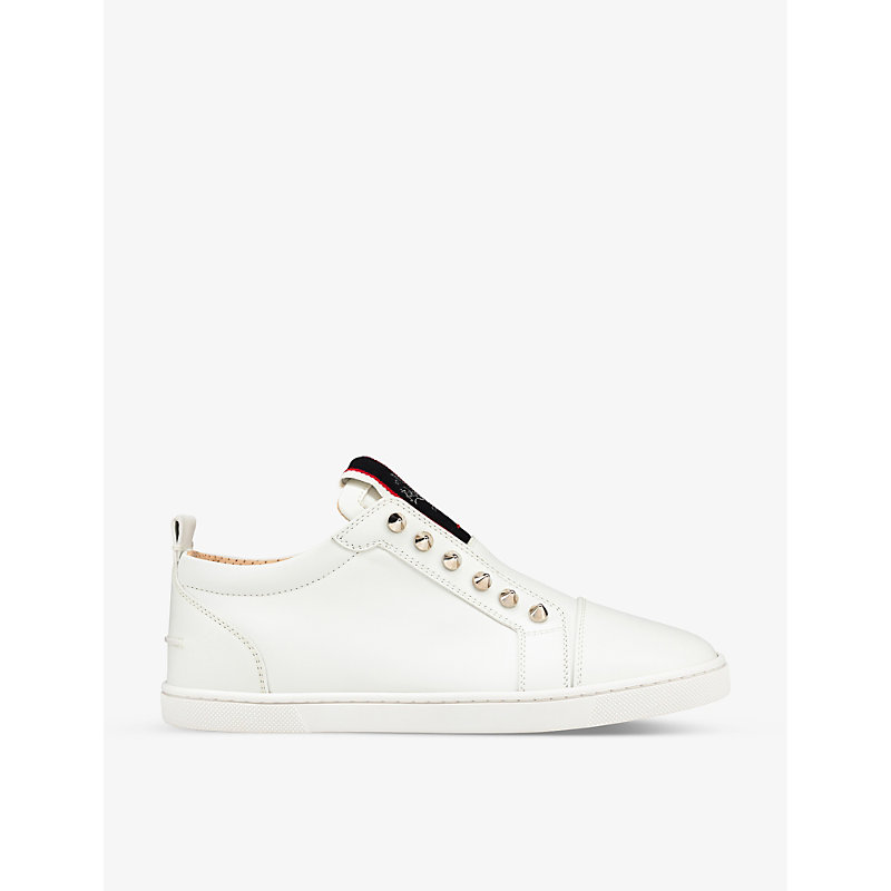 Shop Christian Louboutin F.a.v Fique A Vontade Leather Low-top Trainers In White